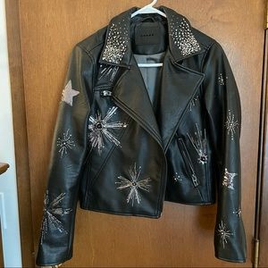 Blank NYC faux leather beaded moto jacket